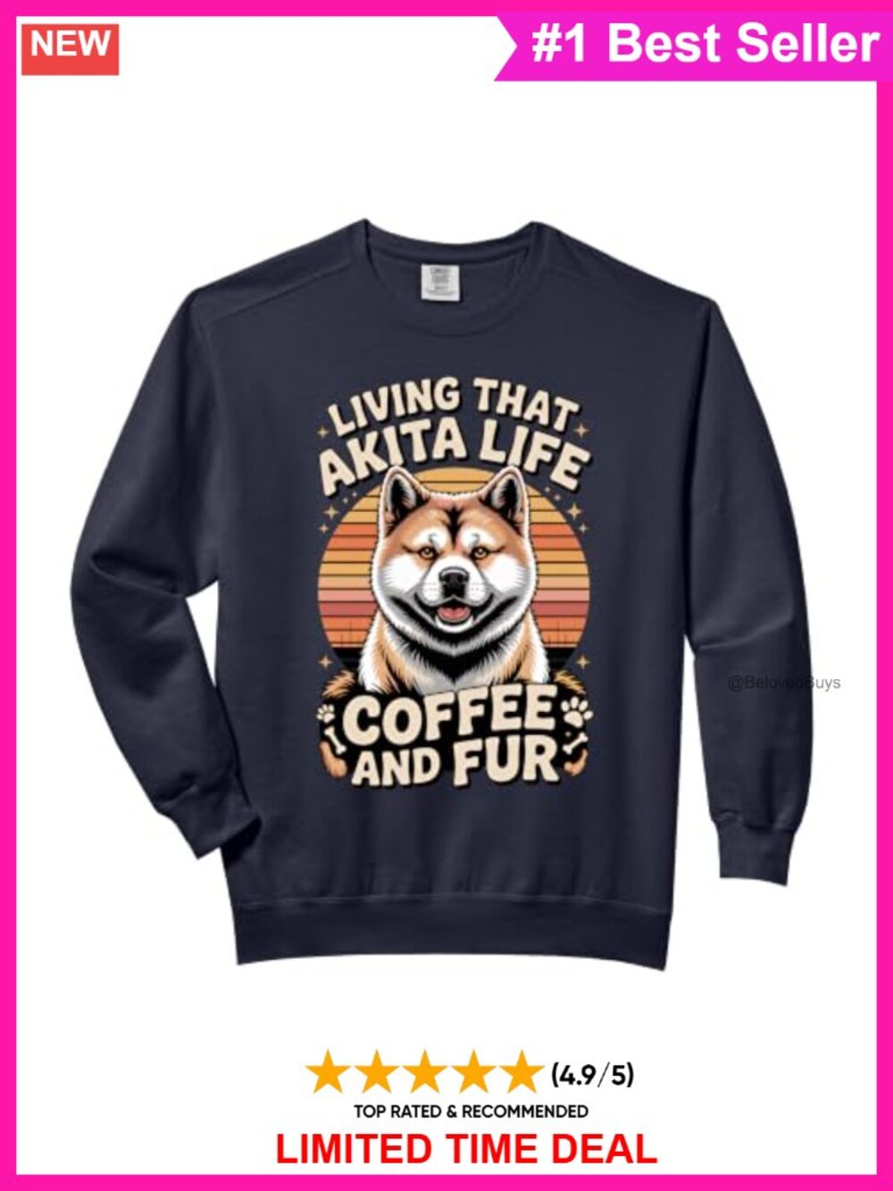 Comfort Colors Akita Life Coffee Fur Cotton Blend Sweatshirt